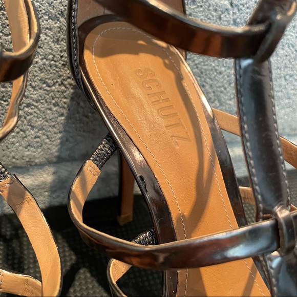 Schutz Metallic Strappy Stiletto Sandal - Picture 8 of 10